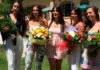 La Reina de las Fiestas 2018 y sus Damas de Honor con la reina saliente, Sofía Ezquerro
