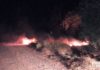 Incendio de ribazo en el camino del Mollegal de Arnedo