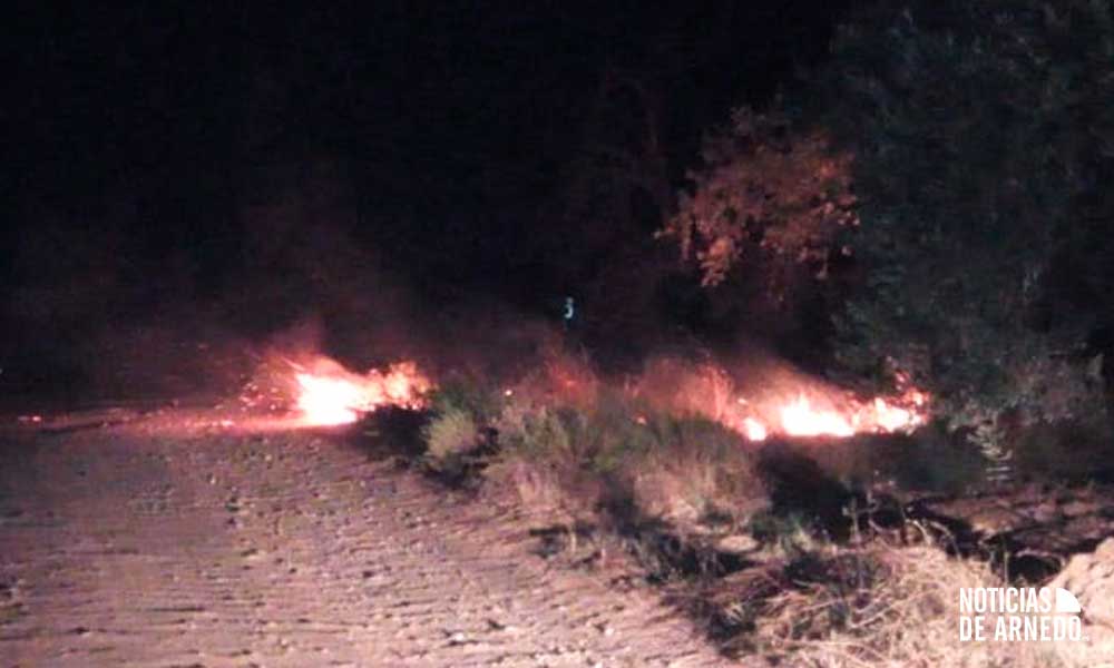 Incendio de ribazo en el camino del Mollegal de Arnedo