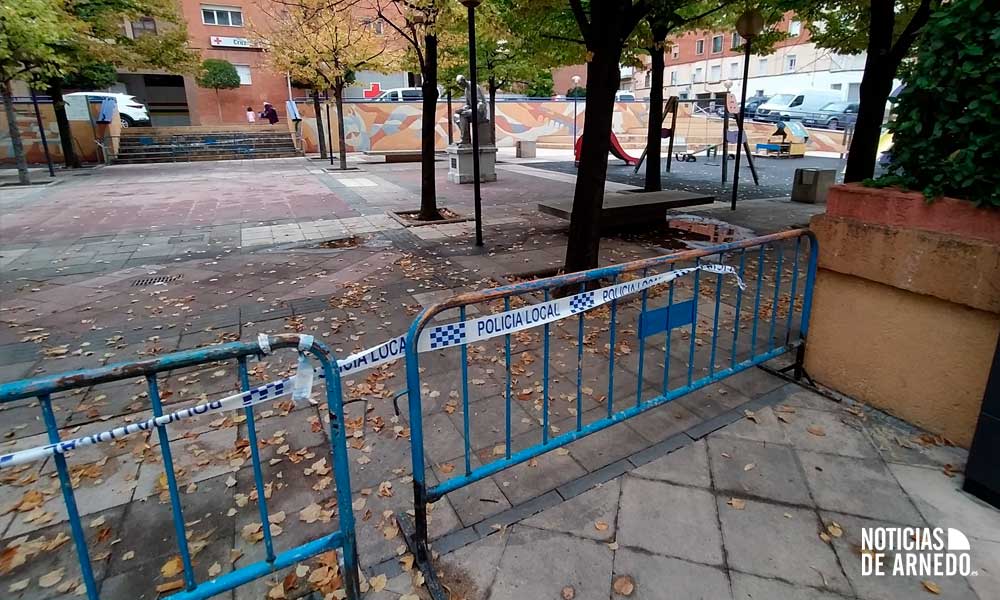Clausura de la Plaza Primero de Mayo de Arnedo en la segunda ola de la pandemia