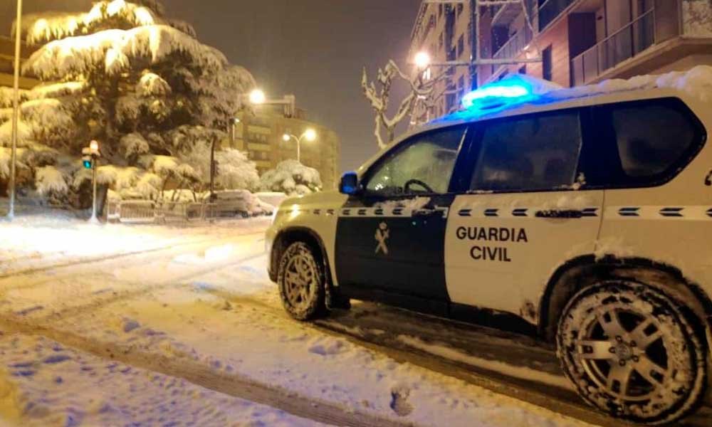 Imagen de la Guardia Civil en las calles de Arnedo del 9 al 10 de enero
